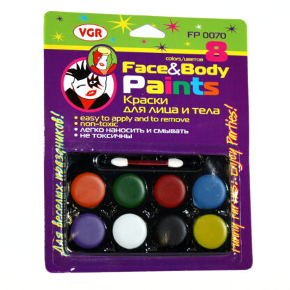 Фарба косметична VGR 8 кольорів з пензликом, для обличчя та тіла FP0070