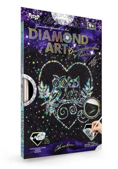 Набір для творчості DIAMOND ART (картина стразами+глітер) з рамкою 01-03 Сови